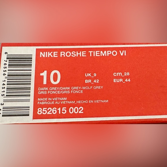 Men’s Nike Roshe Tiempo VI Dark Grey / Wolf Grey Sz 10 - Picture 9 of 9